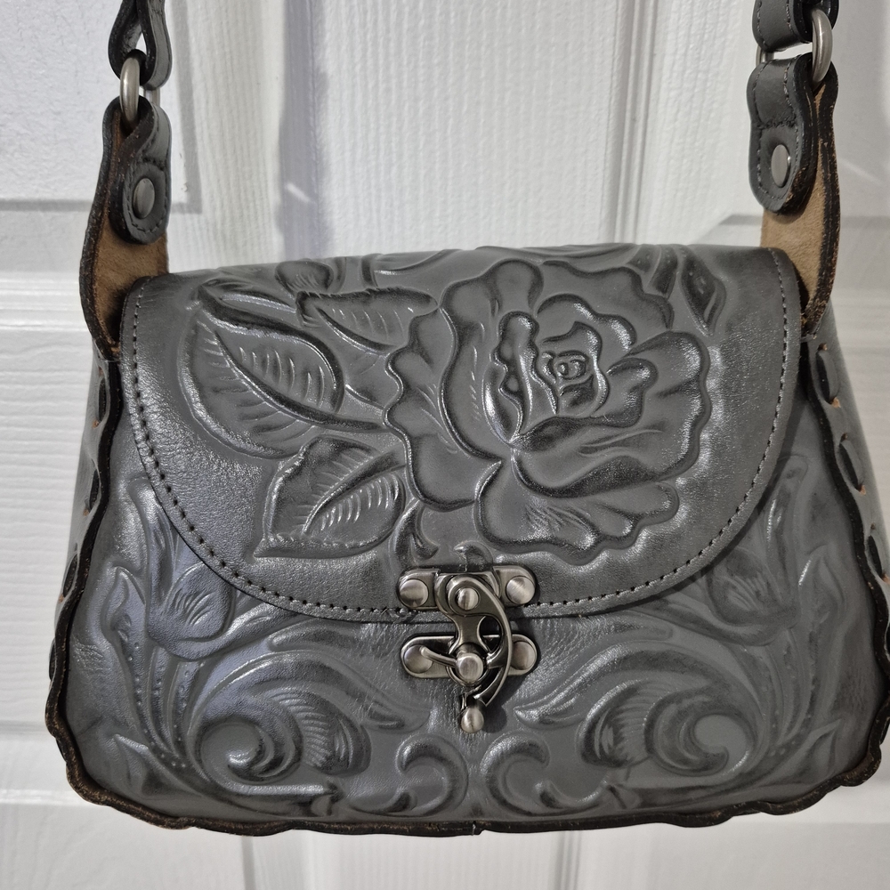 Patricia Nash Lucia Gray Embossed Crossbody Bag